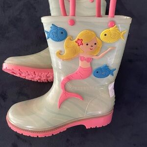 Kids Mermaid Rain Boots with Pink Accents